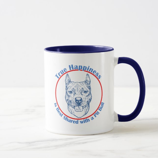 Taza Felicidad verdadera con un pitbull (Derecha)