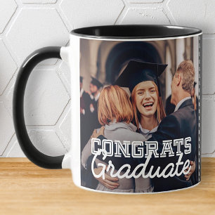 Taza Felicidades Graduado Moderno Simple Foto Personali