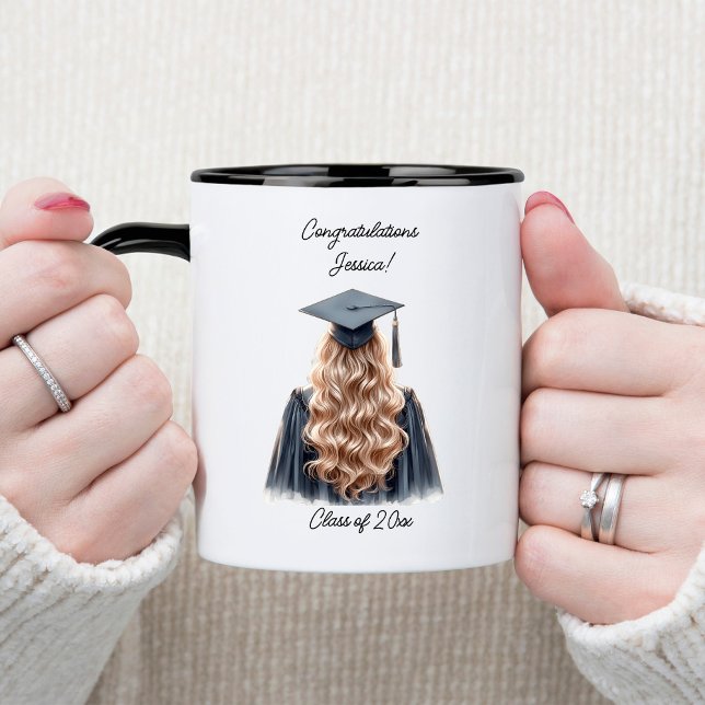 Taza Felicitaciones a la estudiante graduada en negro (Subido por el creador)