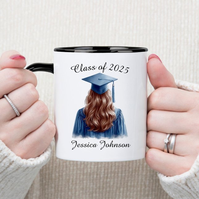 Taza Felicitaciones Brunette Graduada en Azul (Subido por el creador)