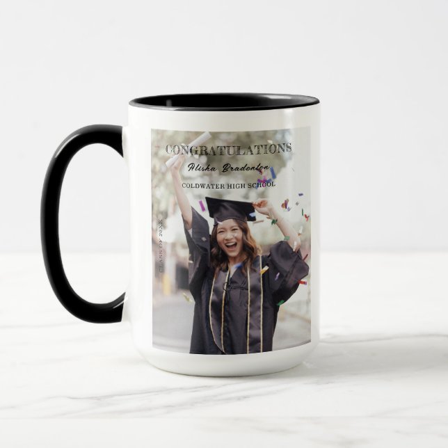 Taza Felicitaciones Graduate Photo HIgh School College (Izquierda)