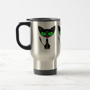 Taza felina de lujo del viaje del gato negro