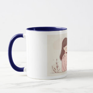 Taza "Feline Friendship" Ceramic Mug - White with Blue 