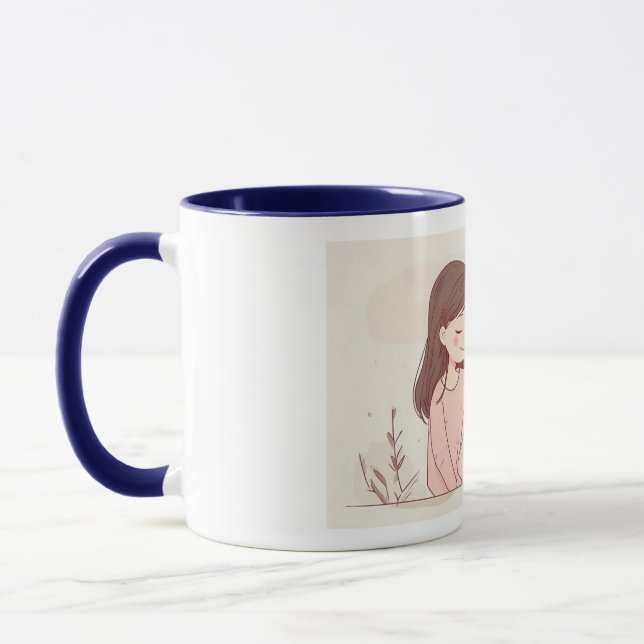Taza "Feline Friendship" Ceramic Mug - White with Blue  (Izquierda)