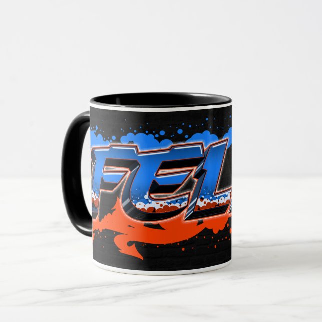 Taza Felix Vorname Name Graffiti blue orange Tasse (Anverso izquierdo)