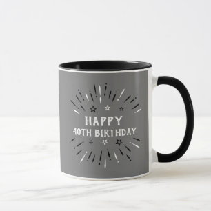 Taza Feliz 40° cumpleaños fuegos artificiales Blanco ne