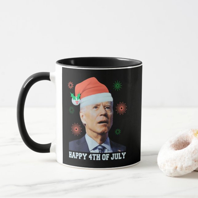 Taza Feliz 4 de julio a los Navidades de Biden (Con donut)