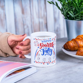 Taza Feliz 4 De Julio Azul Rojo Y Blanco