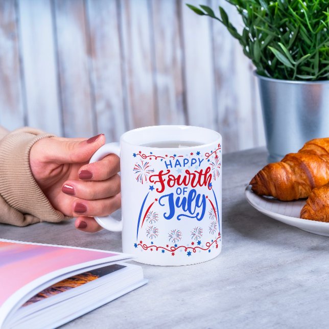 Taza Feliz 4 De Julio Azul Rojo Y Blanco (Subido por el creador)