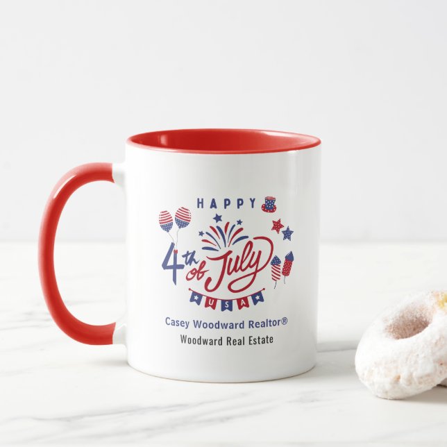 Taza Feliz 4 de julio en Estados Unidos | Moderno promo (Con donut)