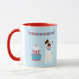 Taza Feliz 4 de julio Perro Rojo Azul Blanco