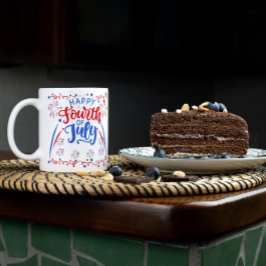 Taza Feliz 4 De Julio Rojo Azul Y Blanco