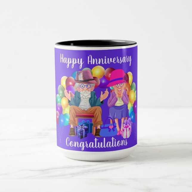 Taza Feliz Aniversario Felicitaciones Coffee Mug (Centro)