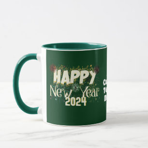 Taza Feliz año nuevo 2024 Fiesta de año nuevo vibrante
