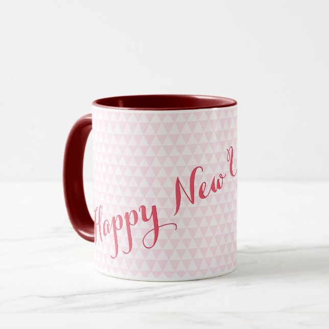 Taza Feliz Año Nuevo 2026 Café Té Elegante Rosa (Anverso izquierdo)