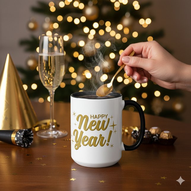 Taza Feliz Año Nuevo 20XX Gran Mug Combo de 15 onzas (Happy New Year 20XX Large 15 oz Combo Mug)