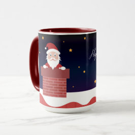 Taza Feliz Año Nuevo Santa en techo