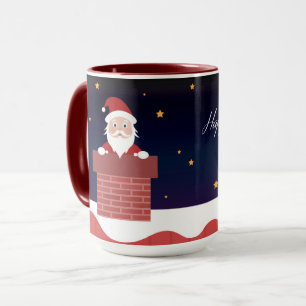 Taza Feliz Año Nuevo Santa en techo