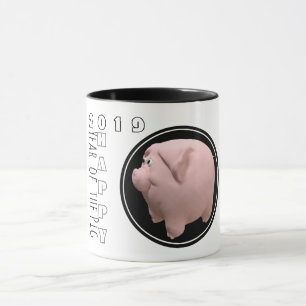 Taza Feliz Año PIg 2019 3D Mug de dos tonos 1