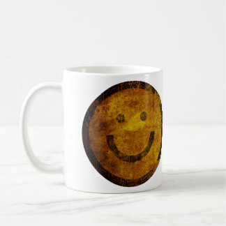 Taza feliz apenada retra de la cara