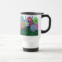 Taza feliz brillante del plástico de la flor de