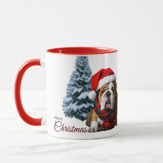 Taza Feliz Bulldog navideño