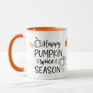 Taza Feliz calabaza especias Temporada arte de la palab