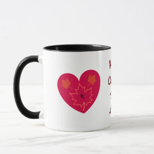 Taza Feliz Canadá D'Eh Corazón, Rana, Hojas de arce