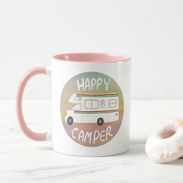 Taza Feliz caravana Rainbow Sweet RVing Motorhome (Con donut)