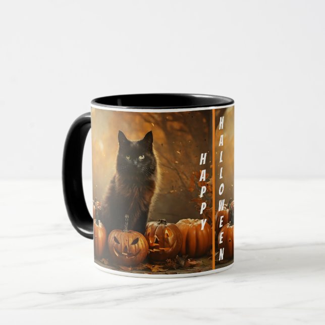 Taza Feliz Colección de Gatos Negros de Halloween (Anverso izquierdo)