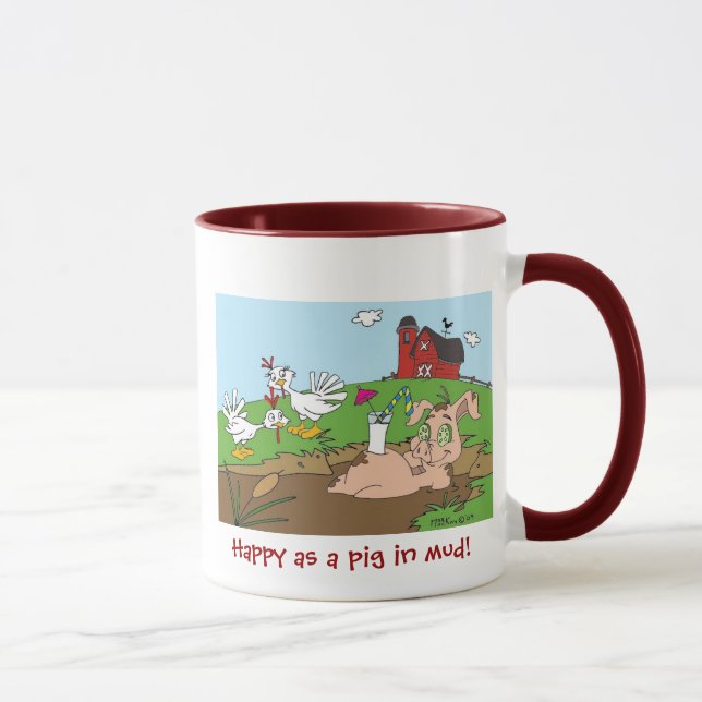 Taza ¡Feliz como cerdo en fango! (Derecha)