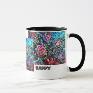 Taza feliz con rosas