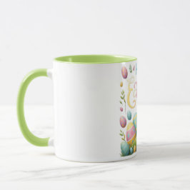 Taza Feliz conejo de Pascua y huevos