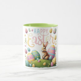 Taza Feliz conejo de Pascua y huevos