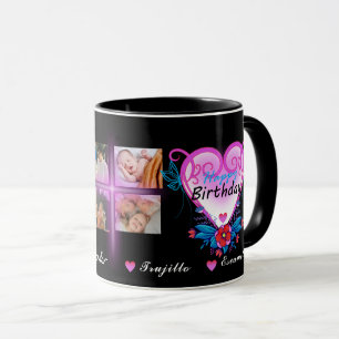 Taza Feliz cumpleaños 4, regalo de fotos
