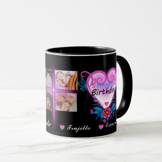 Taza Feliz cumpleaños 4, regalo de fotos