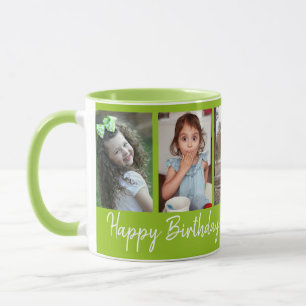 Taza Feliz cumpleaños 5 Collage de fotos Azul