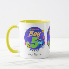 Taza Feliz cumpleaños 5 Dinosaurio por quinto cumpleaño