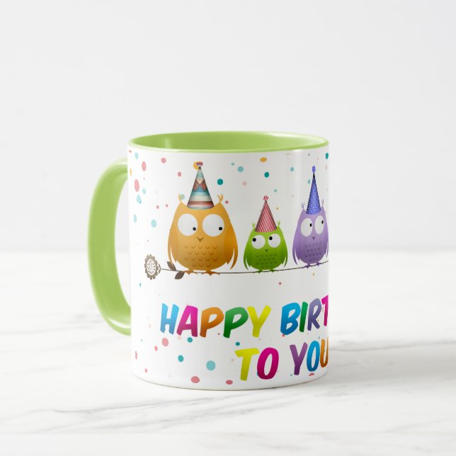 Taza Feliz cumpleaños a ti, búhos, (Anverso izquierdo)