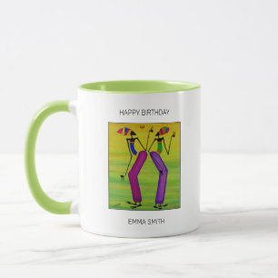 Taza Feliz cumpleaños, alegría por la acuarela y felici