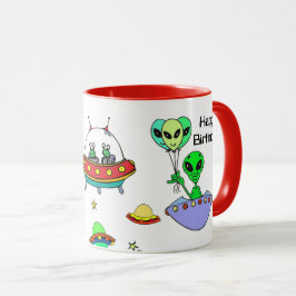Taza Feliz cumpleaños Alien Ship Cup Personalizar Coffe