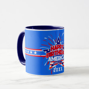 Taza Feliz cumpleaños América ( 4 de julio )