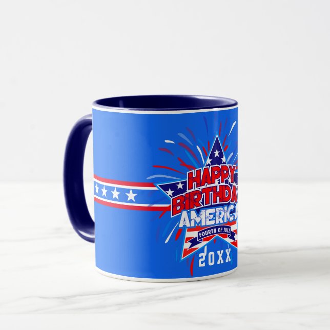 Taza Feliz cumpleaños América ( 4 de julio ) (Anverso izquierdo)