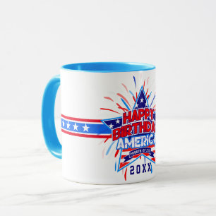 Taza Feliz cumpleaños América 4 de julio Independencia 