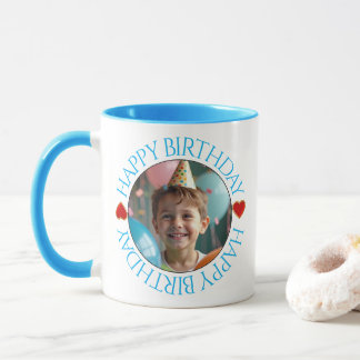 Taza Feliz Cumpleaños | Clásico Simple Redondo de Foto