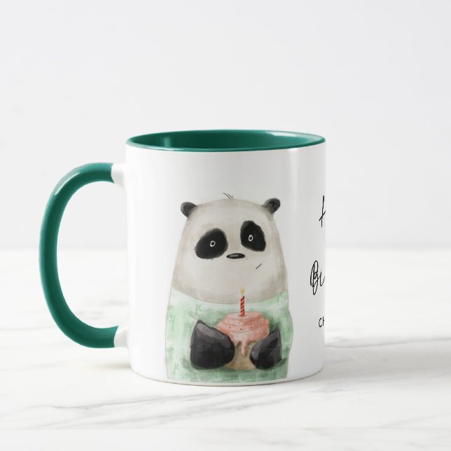 Taza Feliz Cumpleaños Cute Panda Cake Nombre Personaliz (Izquierda)