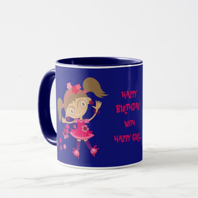 TAZA FELIZ CUMPLEAÑOS DE REGALO CHICA (Anverso izquierdo)