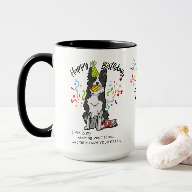 Taza Feliz cumpleaños de su compinche del perro del (Con donut)
