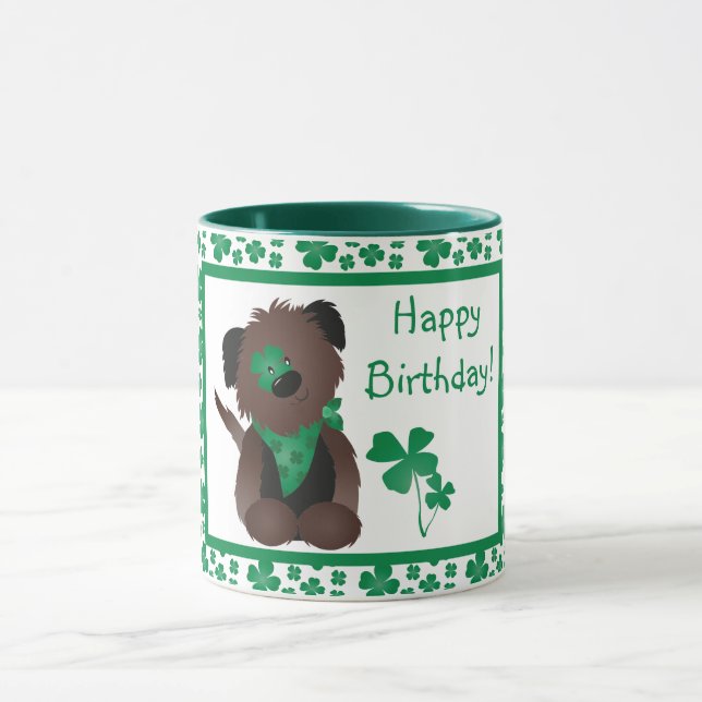 Taza Feliz cumpleaños Día del perro Shamrock Green (Centro)