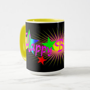 Taza Feliz cumpleaños, diversión y colorido